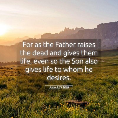 Picture 05 - John 5:21 WEB - For as the Father raises the dead and gives them - Bible Verse Picture