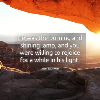 Picture 05 - John 5:35 WEB - He was the burning and shining lamp, and you were - Bible Verse Picture