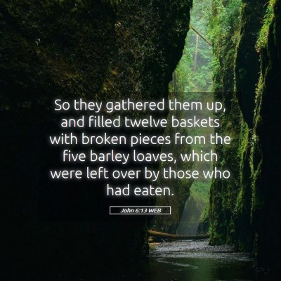 Picture 05 - John 6:13 WEB - So they gathered them up, and filled twelve - Bible Verse Picture