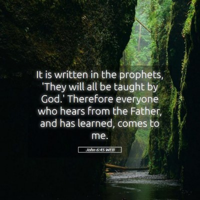 Picture 05 - John 6:45 WEB - It is written in the prophets, 'They will all be - Bible Verse Picture