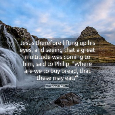 Picture 05 - John 6:5 WEB - Jesus therefore lifting up his eyes, and seeing - Bible Verse Picture