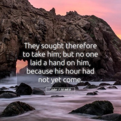 Picture 05 - John 7:30 WEB - They sought therefore to take him; but no one - Bible Verse Picture