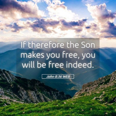 Picture 05 - John 8:36 WEB - If therefore the Son makes you free, you will be - Bible Verse Picture