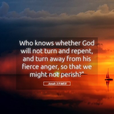 Picture 05 - Jonah 3:9 WEB - Who knows whether God will not turn and repent, - Bible Verse Picture