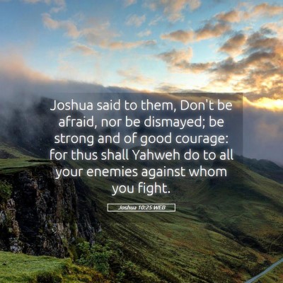 Picture 05 - Joshua 10:25 WEB - Joshua said to them, Don't be afraid, nor be - Bible Verse Picture