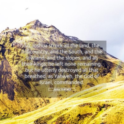 Picture 05 - Joshua 10:40 WEB - So Joshua struck all the land, the hill-country, - Bible Verse Picture