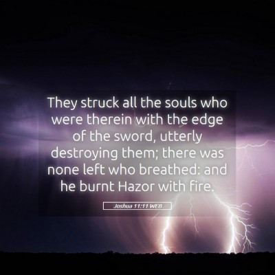 Picture 05 - Joshua 11:11 WEB - They struck all the souls who were therein with - Bible Verse Picture