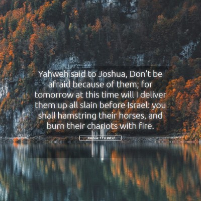 Picture 05 - Joshua 11:6 WEB - Yahweh said to Joshua, Don't be afraid because of - Bible Verse Picture
