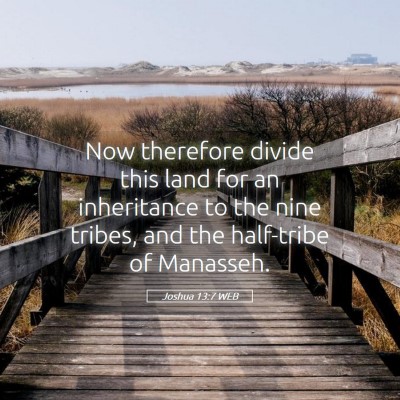 Picture 05 - Joshua 13:7 WEB - Now therefore divide this land for an inheritance - Bible Verse Picture