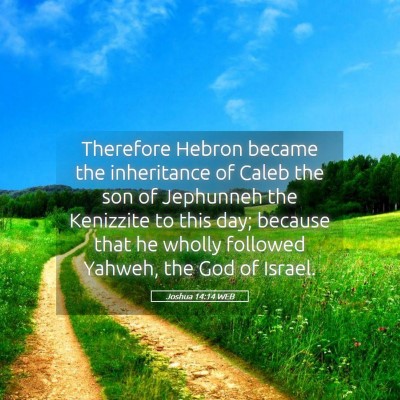 Picture 05 - Joshua 14:14 WEB - Therefore Hebron became the inheritance of Caleb - Bible Verse Picture