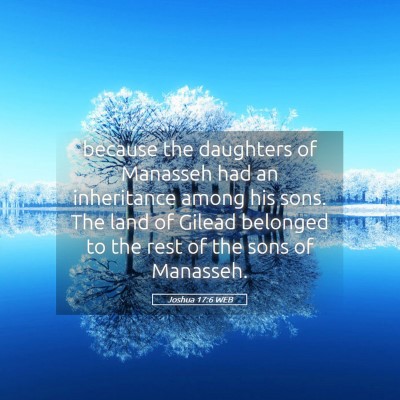 Picture 05 - Joshua 17:6 WEB - because the daughters of Manasseh had an - Bible Verse Picture