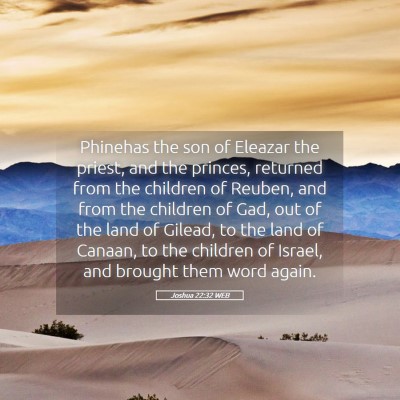 Picture 05 - Joshua 22:32 WEB - Phinehas the son of Eleazar the priest, and the - Bible Verse Picture
