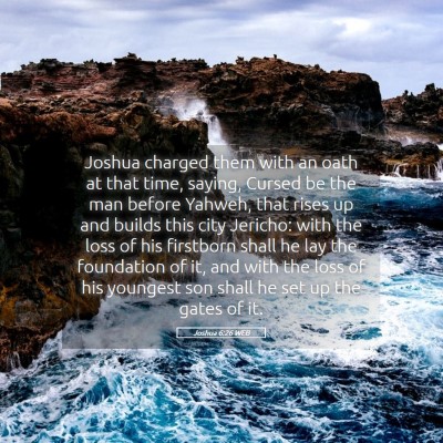 Picture 05 - Joshua 6:26 WEB - Joshua charged them with an oath at that time, - Bible Verse Picture