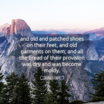 Picture 05 - Joshua 9:5 WEB - and old and patched shoes on their feet, and old - Bible Verse Picture