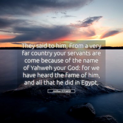 Picture 05 - Joshua 9:9 WEB - They said to him, From a very far country your - Bible Verse Picture