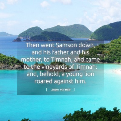 Picture 05 - Judges 14:5 WEB - Then went Samson down, and his father and his - Bible Verse Picture