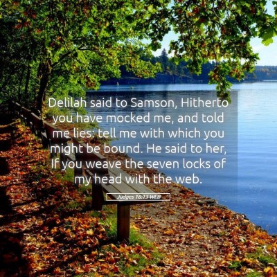 Picture 05 - Judges 16:13 WEB - Delilah said to Samson, Hitherto you have mocked - Bible Verse Picture