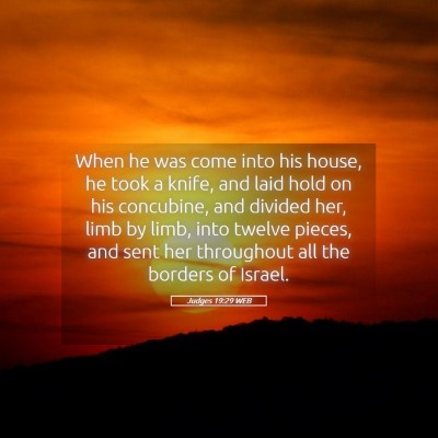 Picture 05 - Judges 19:29 WEB - When he was come into his house, he took a knife, - Bible Verse Picture
