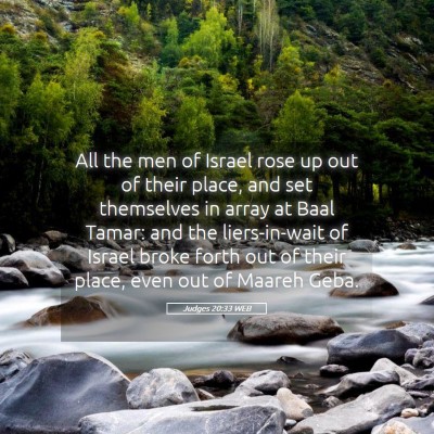 Picture 05 - Judges 20:33 WEB - All the men of Israel rose up out of their place, - Bible Verse Picture