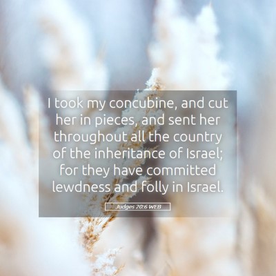 Picture 05 - Judges 20:6 WEB - I took my concubine, and cut her in pieces, and - Bible Verse Picture