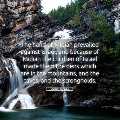 Picture 05 - Judges 6:2 WEB - The hand of Midian prevailed against Israel; and - Bible Verse Picture