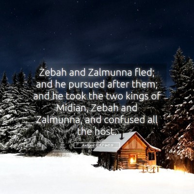 Picture 05 - Judges 8:12 WEB - Zebah and Zalmunna fled; and he pursued after - Bible Verse Picture