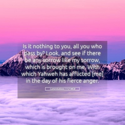 Picture 05 - Lamentations 1:12 WEB - Is it nothing to you, all you who pass by? Look, - Bible Verse Picture