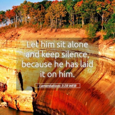 Picture 05 - Lamentations 3:28 WEB - Let him sit alone and keep silence, because he - Bible Verse Picture