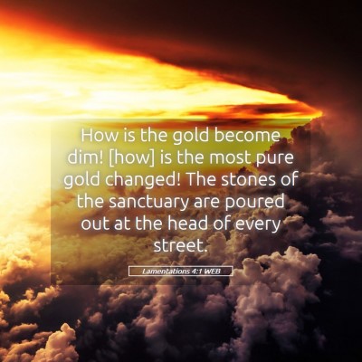 Picture 05 - Lamentations 4:1 WEB - How is the gold become dim! [how] is the most - Bible Verse Picture