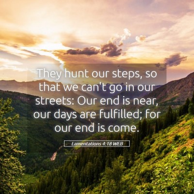 Picture 05 - Lamentations 4:18 WEB - They hunt our steps, so that we can't go in our - Bible Verse Picture
