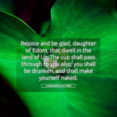 Picture 05 - Lamentations 4:21 WEB - Rejoice and be glad, daughter of Edom, that dwell - Bible Verse Picture