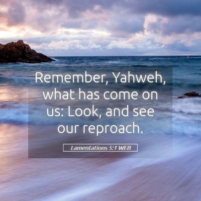 Picture 05 - Lamentations 5:1 WEB - Remember, Yahweh, what has come on us: Look, and - Bible Verse Picture
