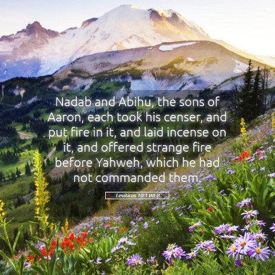 Picture 05 - Leviticus 10:1 WEB - Nadab and Abihu, the sons of Aaron, each took his - Bible Verse Picture