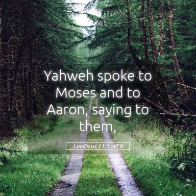 Picture 05 - Leviticus 11:1 WEB - Yahweh spoke to Moses and to Aaron, saying to - Bible Verse Picture