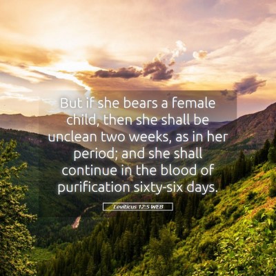 Picture 05 - Leviticus 12:5 WEB - But if she bears a female child, then she shall - Bible Verse Picture