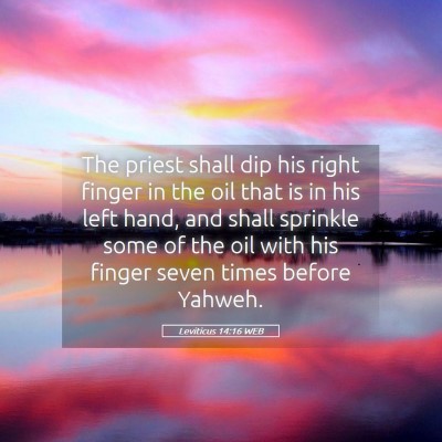 Picture 05 - Leviticus 14:16 WEB - The priest shall dip his right finger in the oil - Bible Verse Picture