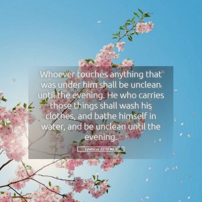 Picture 05 - Leviticus 15:10 WEB - Whoever touches anything that was under him shall - Bible Verse Picture