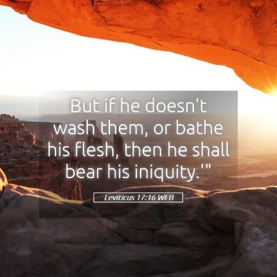 Picture 05 - Leviticus 17:16 WEB - But if he doesn't wash them, or bathe his flesh, - Bible Verse Picture
