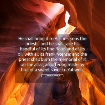 Picture 05 - Leviticus 2:2 WEB - He shall bring it to Aaron's sons the priests; - Bible Verse Picture