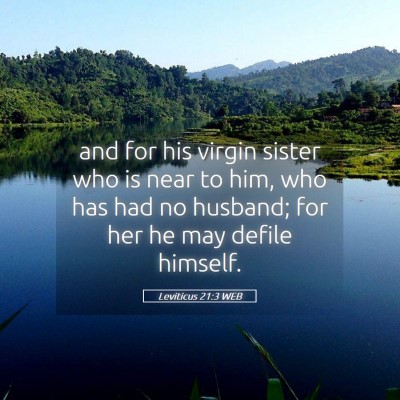 Picture 05 - Leviticus 21:3 WEB - and for his virgin sister who is near to him, who - Bible Verse Picture