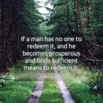 Picture 05 - Leviticus 25:26 WEB - If a man has no one to redeem it, and he becomes - Bible Verse Picture