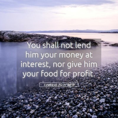 Picture 05 - Leviticus 25:37 WEB - You shall not lend him your money at interest, - Bible Verse Picture