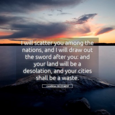 Picture 05 - Leviticus 26:33 WEB - I will scatter you among the nations, and I will - Bible Verse Picture
