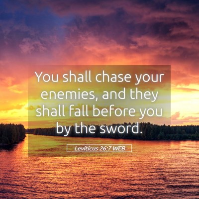 Picture 05 - Leviticus 26:7 WEB - You shall chase your enemies, and they shall fall - Bible Verse Picture