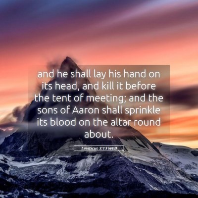 Picture 05 - Leviticus 3:13 WEB - and he shall lay his hand on its head, and kill - Bible Verse Picture