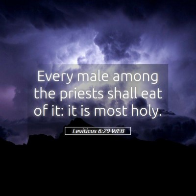 Picture 05 - Leviticus 6:29 WEB - Every male among the priests shall eat of it: it - Bible Verse Picture