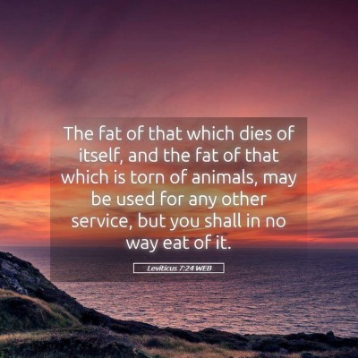 Picture 05 - Leviticus 7:24 WEB - The fat of that which dies of itself, and the fat - Bible Verse Picture