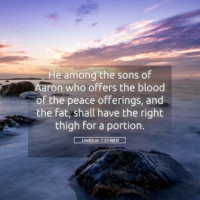 Picture 05 - Leviticus 7:33 WEB - He among the sons of Aaron who offers the blood - Bible Verse Picture