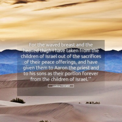 Picture 05 - Leviticus 7:34 WEB - For the waved breast and the heaved thigh I have - Bible Verse Picture