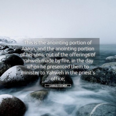 Picture 05 - Leviticus 7:35 WEB - This is the anointing portion of Aaron, and the - Bible Verse Picture